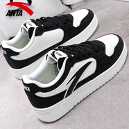 安踏輕松板鞋男鞋2025夏季新款輕便透氣小白鞋官方正品休閑運動(dòng)鞋 8003Q-3基礎黑/象牙白 43