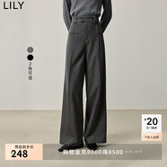 LILY秋新款女裝設(shè)計感高腰時尚垂感直腿百搭OL通勤闊腿褲女款 501灰色 M