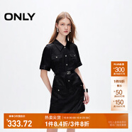 ONLY夏季休閑百搭POLO領(lǐng)高腰顯瘦短裙連衣裙女|124207106 H1Z 黑色 XS (155) 76A