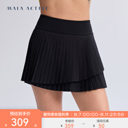 MAIA ACTIVE 壓褶網(wǎng)球裙含安全褲運(yùn)動(dòng)短裙休閑日常瑜伽半裙51SK02 神秘黑 M