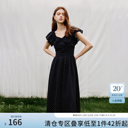 范思藍恩黑色波點(diǎn)顯瘦飛飛袖連衣裙女2024夏季新款小黑裙子12919 黑白波點(diǎn) L
