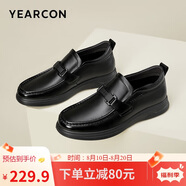 意爾康男士樂(lè )福鞋商務(wù)休閑皮鞋一腳蹬正裝鞋男 96229W 黑色 39 