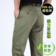 質(zhì)牌品質(zhì)男褲2025春夏新款中年男休閑褲子中老年爸爸高腰寬松西褲 橄欖綠 29 2尺2腰圍