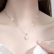 buhesyt純銀項鏈女s999新款韓版鎖骨鏈四葉草吊墜送女生百搭禮物 純銀四葉草吊墜+瓜子鏈+送證書(shū)