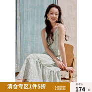 獨(dú)束大碼女裝法式復(fù)古吊帶連衣裙2025夏裝新款甜美氣質(zhì)顯瘦碎花裙 綠色-連衣裙 4XL （尺碼：6）