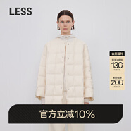 LESS【周迅同款】冬季休閑寬松泡芙無領(lǐng)輕薄中長羽絨服2N0C1096A 110/米白 XS