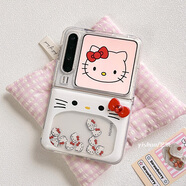 巨烈可愛(ài)大嘴滑塊KT貓咪適用華為PuraX折疊屏手機保護殼小米MIXFlip2卡通p50pocket2矽膠三星Zflip654 流沙折疊款-白色大嘴滑塊KT 華為PuraX