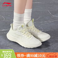 李寧休閑鞋女鞋2025夏季新款網(wǎng)面透氣女士跑步鞋潮流百搭運動鞋鞋子 奶油白-輕羽 35