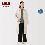 無印良品（MUJI）女式不易沾水防紫外線立領大衣防曬衣服女款25年早秋風衣外套女裝 象牙色 M (160/84A)
