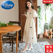 迪士尼（Disney）童裝女童連衣裙夏季2025新款中大童小女孩夏裝露肩雪紡長(zhǎng)裙公主裙 2205-杏色 160 尺碼13~14歲【150-160cm】