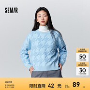 森馬毛衣女冬寬松時(shí)尚氣質(zhì)圓領(lǐng)針織衫優(yōu)雅千鳥(niǎo)格套頭衫女裝內搭 藍色調00388 170/92A/XL