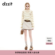 DZZIT地素牛仔半裙2025秋新款復(fù)古潮流拼邊設(shè)計(jì)短裙子女3J3RI129B 米白色 XS