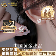 中國黃金（CHINA GOLD）S999足銀雙蝴蝶耳環(huán)女新款耳釘氣質(zhì)飾品七夕送女朋友生日禮物紀念 蝴蝶銀耳釘【999足銀】+代寫(xiě)賀卡
