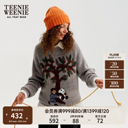 Teenie Weenie小熊女裝簡約毛衣女冬季休閑趣味寬松慵懶套頭毛衫女 中灰色 S 160