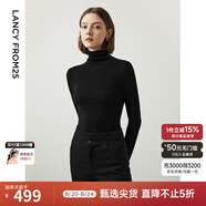 朗姿【王楚然同款】純羊毛高領(lǐng)針織衫春冬內(nèi)搭打底上衣曠野美拉德 黑色 S