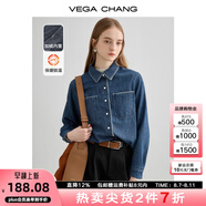 VEGA CHANG加絨牛仔襯衫女2025年秋冬新款寬松顯瘦長袖牛仔上衣 波塞冬藍（加絨） L