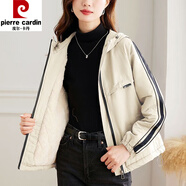 皮爾卡丹加絨加厚女士派克服小個(gè)子棉服2025季新款棉襖連帽外套安可拉紅 米白色 M 【建議90-105斤】