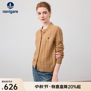 Navigare意大利小帆船女士毛衣秋冬季新款純綿羊毛長(zhǎng)袖開(kāi)衫通勤保暖外套男 古巴砂 XL