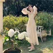 創(chuàng)京懿選晨袍法式新娘晨袍拖尾輕婚紗裙大碼度假裙結(jié)婚攝影服春夏 杏色常規(guī)外袍+長吊帶裙 袖子無開 S 70-95斤