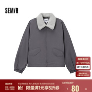 森馬（Semir）外套女oversize插肩袖仿羊羔毛毛領(lǐng)冬季2024夾棉夾克109724108016