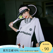 LEMANISM短袖T恤男美式潮牌插肩袖撞色短袖T恤男夏季寬松字母半袖情侶體恤 白色 L
