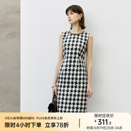 顏域格子氣質(zhì)連衣裙女裝2024新款春季連身裙背心裙收腰顯瘦裙子女 黑白格 M 38
