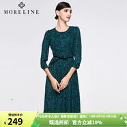 MORELINE沐蘭氣質(zhì)復(fù)古印花連衣裙女士洋氣顯瘦中長裙圓領(lǐng)高端奢華大牌 圖片色 40