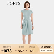 PORTS寶姿春夏新品女裝氣質(zhì)通勤收腰圓領(lǐng)短袖中長連衣裙 水綠色-2 S (4)