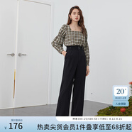 范思藍(lán)恩 春秋裝新款拖地褲子女高腰直筒褲休閑褲顯瘦長(zhǎng)褲 黑色 XL