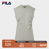 FILA 斐樂官方女裝針織連衣裙2025夏季新款時尚休閑無袖收腰裙子 綠卡其色-DK 3XL 185/100A/XXXL