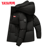 鴨鴨（YAYA）反季羽絨服男短款冬季新款鴨絨連帽戶外加厚商務(wù)休閑保暖外套Y 星空黑-YE5B001056A L