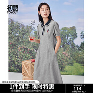 初語(yǔ)polo領(lǐng)連衣裙收腰顯瘦女夏季新款a字裙短袖t恤高腰中長(zhǎng)裙 灰色 L