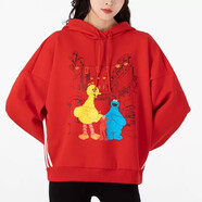 阿迪達斯 （adidas）neo衛衣外套女裝春秋季情侶裝芝麻街聯(lián)名運動(dòng)休閑連帽套頭衫 HD7278/紅色女款 L