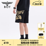 BOY LONDON春夏男女同款經(jīng)典老鷹燙金百搭潮牌短褲N14800 黑色 L