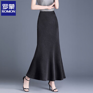 羅蒙（ROMON）高端法式緞面絕美半身裙2025時尚垂墜感氣質(zhì)魚尾裙女裙子夏季長裙 黑色 M 27 /2尺/建議90-102斤
