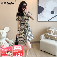 她芙（tafu）品牌女裝襯衫裙連衣裙女2025夏季新款法式復(fù)古氣質(zhì)小香風收腰裙子 圖片色 L