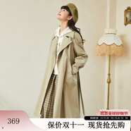 紫涵（ZIHAN）雙排扣中長款風(fēng)衣女H型簡約通勤氣質(zhì)大衣金屬扣 卡其綠 XS