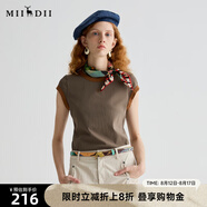 謎底T恤短袖女2025夏新品休閑日常深茶色緊身X型短上衣252MT0574 深茶色 M