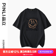 品立（PINLI）短袖T恤男100%純棉夏季新款男裝圓領(lǐng)休閑男士半袖體恤 黑色 L 175