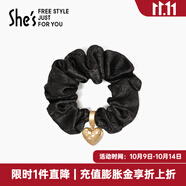 She's茜子發(fā)飾心形發(fā)圈大腸圈頭花頭繩馬尾皮筋綁頭發(fā)繩頭飾生日禮物女 星塵墨黑G0（加寬細(xì)閃款）