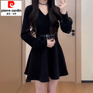 皮爾卡丹感赫本風(fēng)內搭短裙秋冬季2025新款黑色修身法式長(cháng)袖連衣裙子女 【黑色短款V領(lǐng)】【跨年穿搭/御姐 L 55/60kg 【風(fēng)情萬(wàn)種/冬天配大