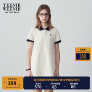 Teenie Weenie小熊夏季撞色Polo休閑通勤簡(jiǎn)約白色連衣裙時(shí)尚收腰短裙女 乳白色 M (165)