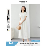梵希蔓（vimly）梵希蔓簡(jiǎn)約通勤短袖連衣裙女2025年夏季新款收腰顯瘦小黑裙子698 白色 M