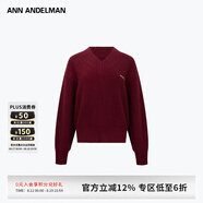 ANN ANDELMAN【精選6折】明星同款深紅色針織內(nèi)搭長袖寬松V領(lǐng)套頭毛衣 深紅色 XS
