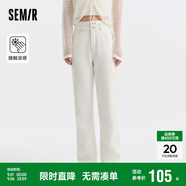 森馬牛仔褲女涼感直筒褲港風(fēng)夏小個(gè)子九分褲白色褲子109324124005