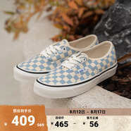 VANS范斯官方 Authentic 44 DX奶藍棋盤格安納海姆男女帆布鞋低幫 藍白棋盤格 38.5