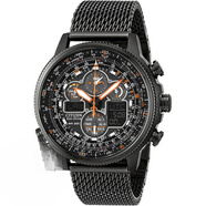 西鐵城空中之鷹JY8035-04E8030-83E8037-50E光動(dòng)能電波表男表 JY8035-04E配定制米蘭鋼帶套餐