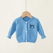 G.duck嬰兒針織開(kāi)衫春季純棉圓領(lǐng)3歲寶寶毛衣線(xiàn)衣男女童小外套上衣春裝 藍色 小免子毛衣 90 cm 建議年齡1-2歲