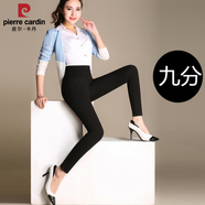 皮爾卡丹（pierre cardin）外穿打底褲女春秋季高腰彈力顯瘦中年女士媽媽大碼胖mm小腳鉛筆褲 黑色【不加絨】九分褲 L 【101-115斤】