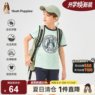 暇步士（Hush Puppies）童裝兒童25夏季圓領(lǐng)短袖T恤男女童款短袖 芥末綠 105cm